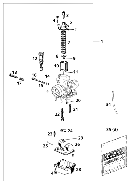 KTM fiche finder CARBURETOR DELLORTO PHBG 19 BS spare parts for the KTM