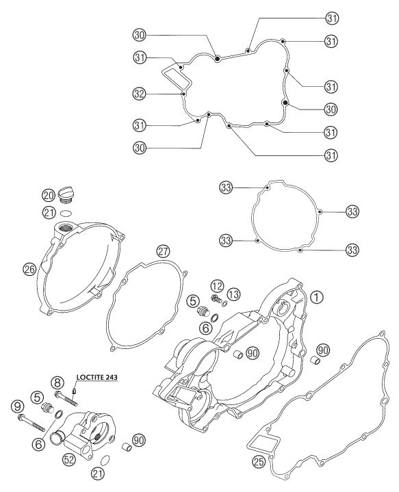 KTM fiche finder CLUTCH COVER 125200 2002 spare parts for the KTM 125 SX