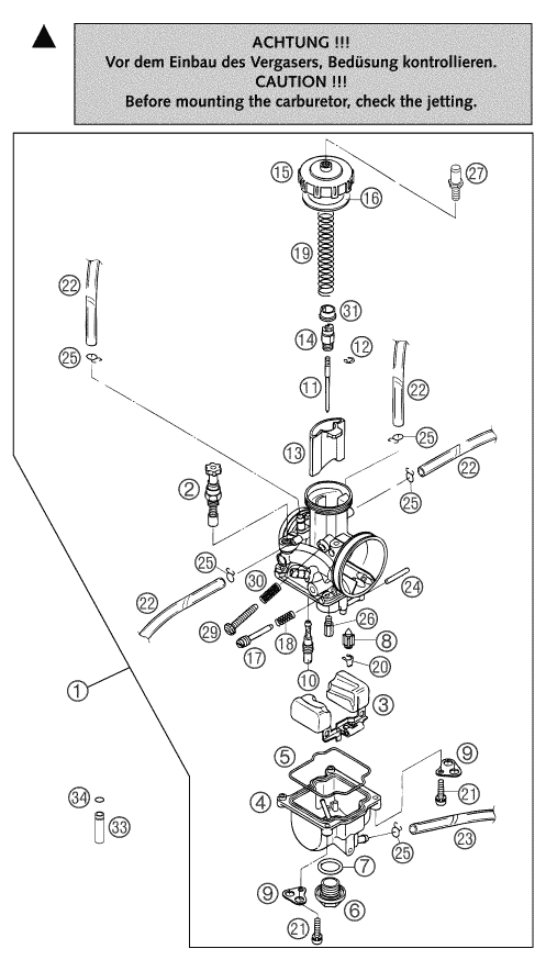 KTM fiche finder CARBURETOR KEIHIN PWK 3839AG spare parts for the KTM