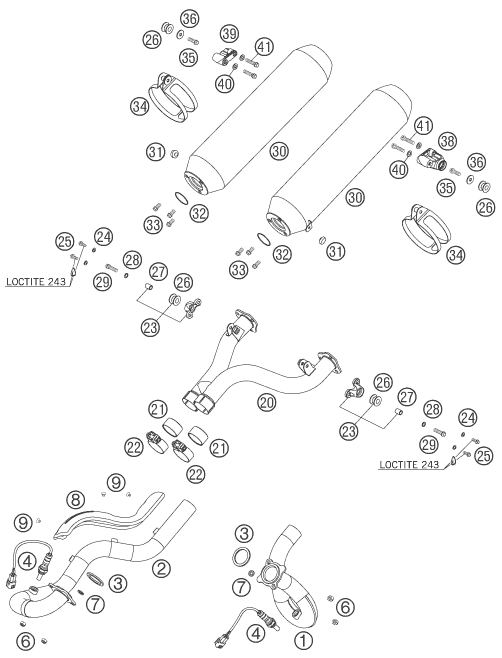 KTM Fiche Finder EXHAUST PIPE Spare Parts For The KTM 990 ADVENTURE 