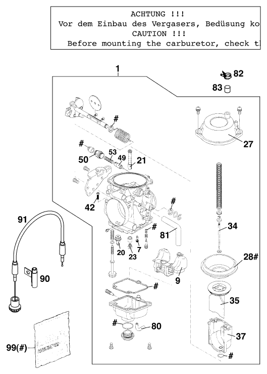 KTM fiche finder CARBURETOR MIKUNI BST40 SXC USA 00 spare parts for the