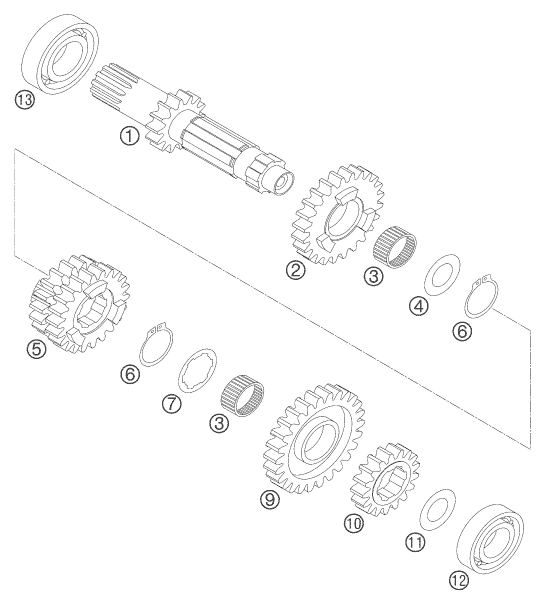 KTM fiche finder TRANSMISSION I MAIN SHAFT spare parts for the KTM