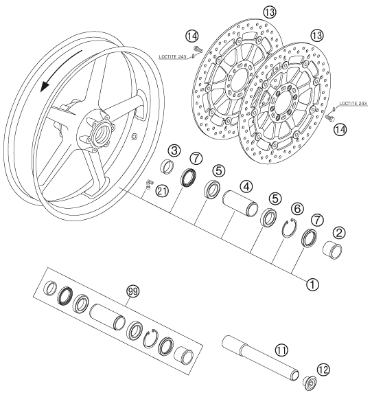 KTM fiche finder FRONT WHEEL spare parts for the KTM 990 SUPER DUKE
