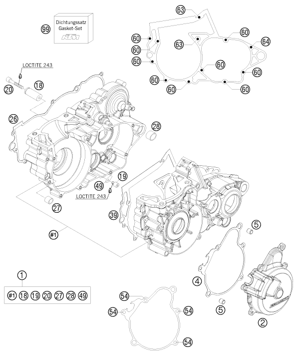 KTM fiche finder ENGINE CASE spare parts for the KTM 250 EXC (EU)