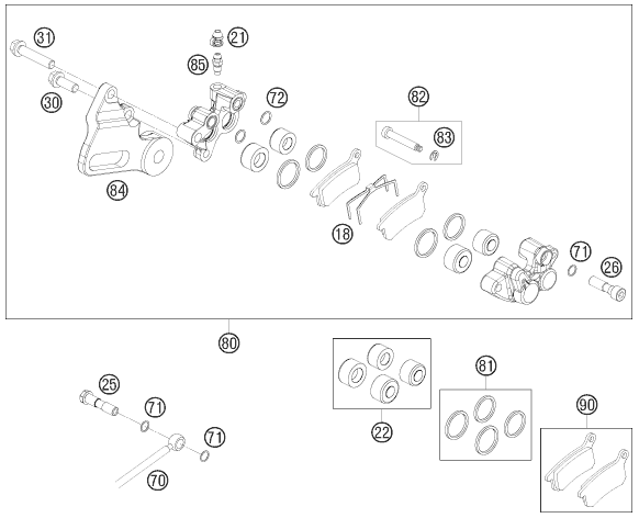 KTM fiche finder REAR BRAKE CALIPER spare parts for the KTM 65 XC (EU)