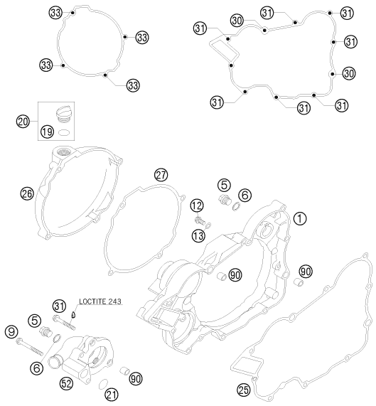 KTM fiche finder CLUTCH COVER spare parts for the KTM 125 SX (EU)