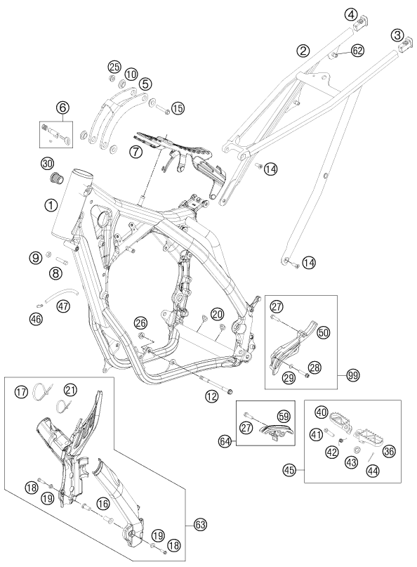 KTM fiche finder FRAME spare parts for the KTM 250 EXC (EU)
