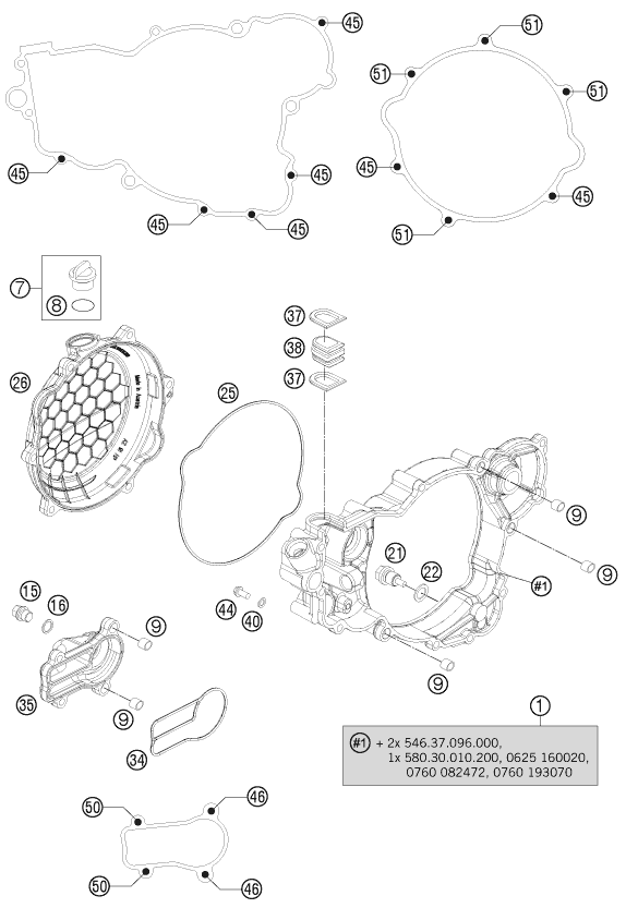KTM fiche finder CLUTCH COVER spare parts for the KTM 250 EXC (AU)