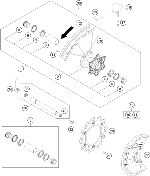 KTM fiche finder FRONT WHEEL spare parts for the KTM 300 EXC SIXDAYS (EU)