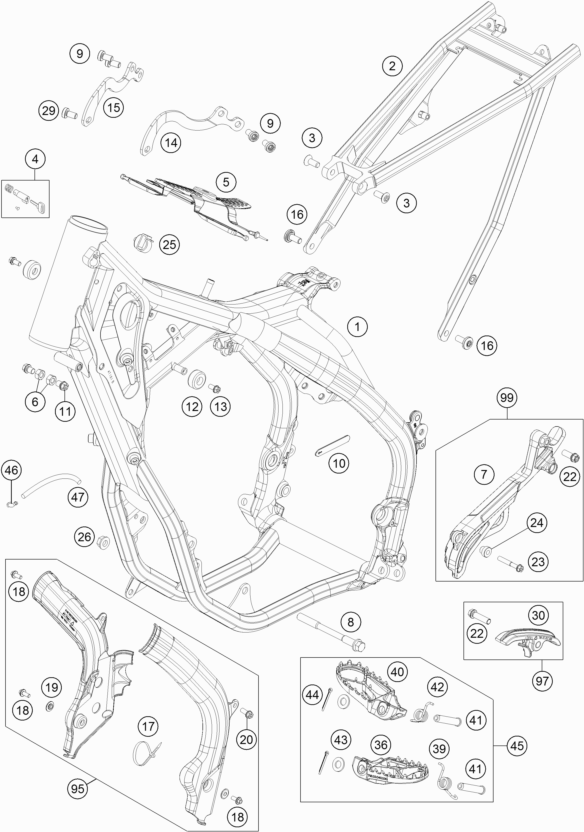 KTM fiche finder FRAME spare parts for the KTM 300 EXC 2017 (EU)