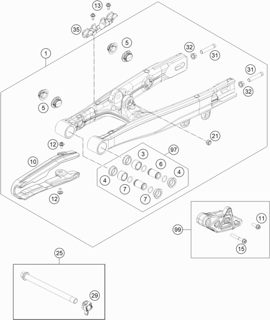 KTM fiche finder SWING ARM spare parts for the KTM 50 SX 2021 (EU)