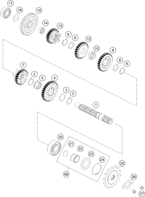 TRANSMISSION II - COUNTERSHAFT (image for) TRANSMISSION II - COUNTERSHAFT