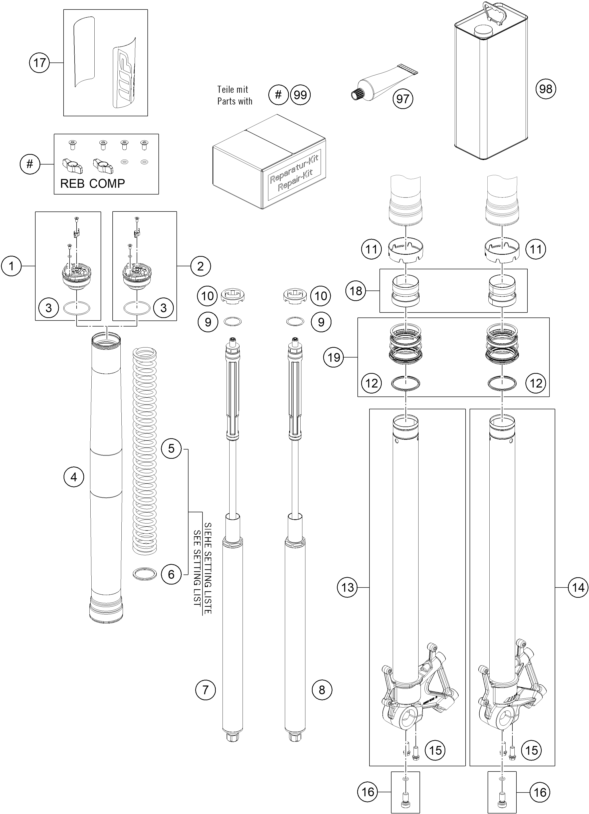 (image for) FRONT FORK DISASSEMBLED